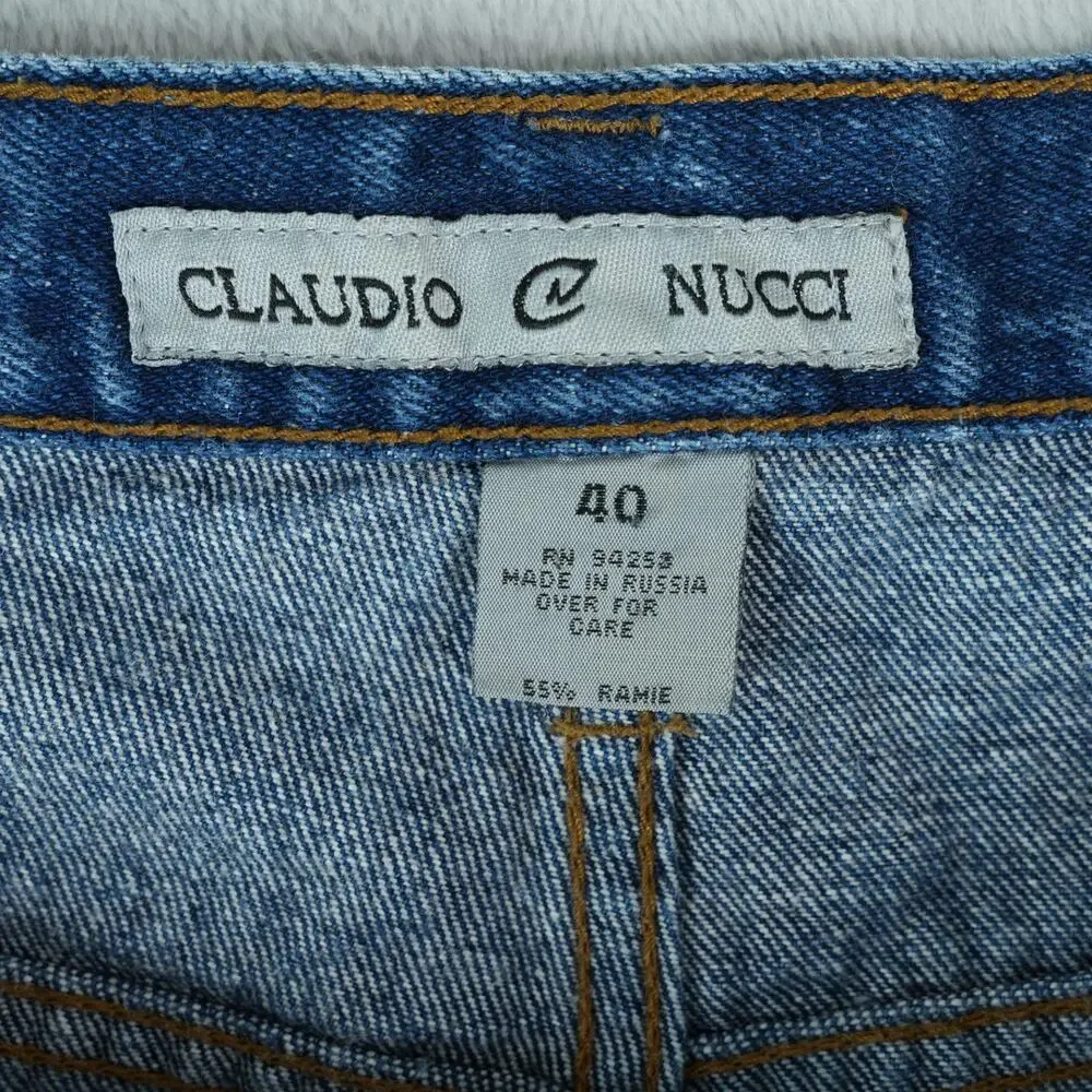 Claudio Nucci Shorts Mens 40x11.5 Blue Carpenter Baggy‎ Y2K Ramie Blend